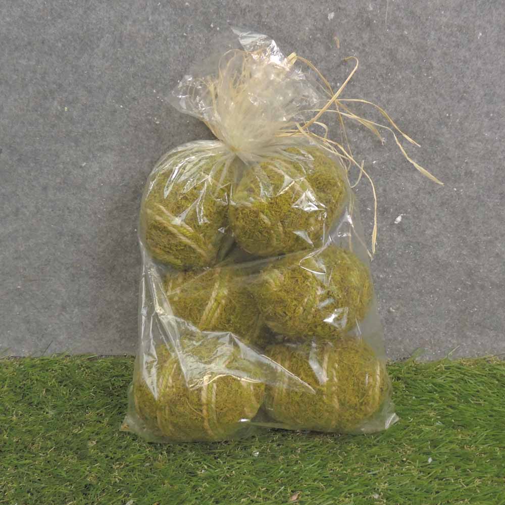 4" MOSS EGGS W/TWINE (6/BAG)