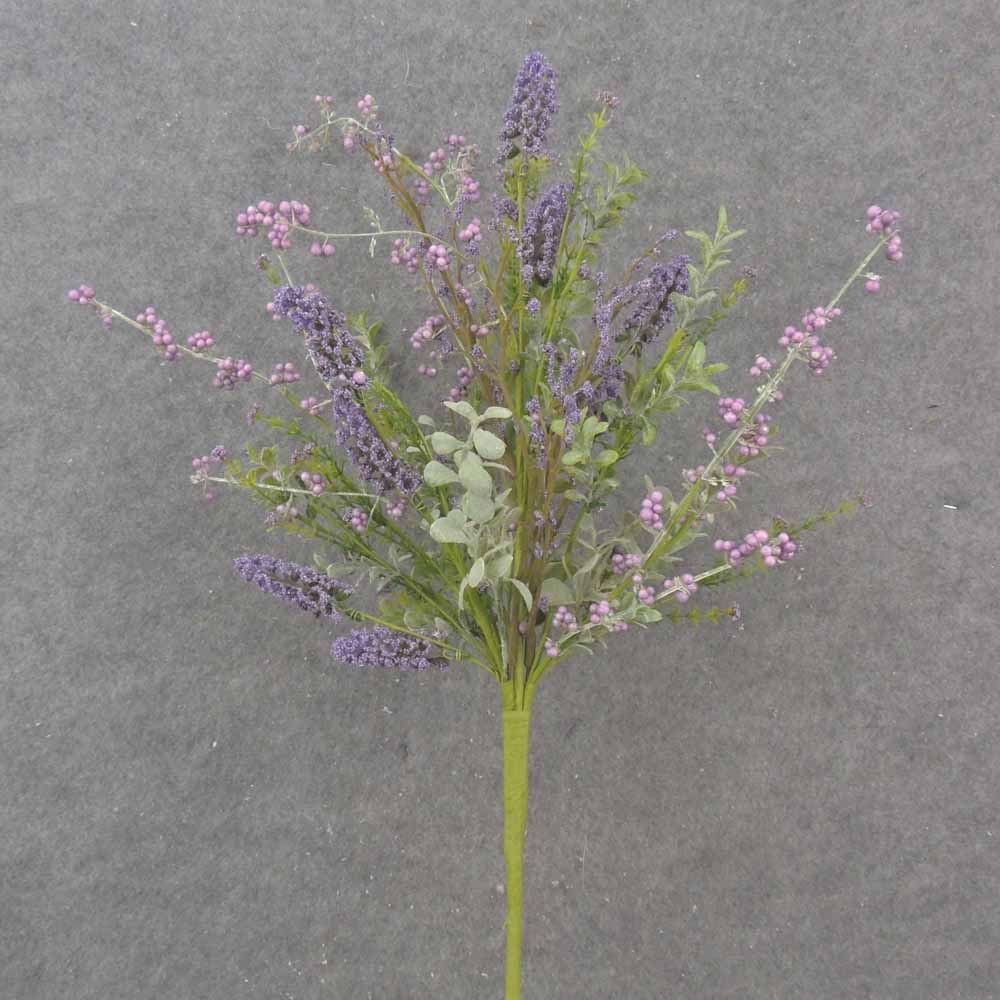 [SA1025-PUR] 22" BERRY, HEATHER & EUCALYPTUS BUSH PURPLE