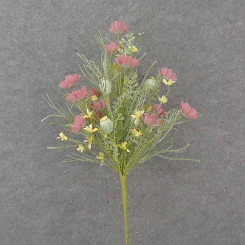 [SA1041] 26" COSMOS & FERN MIXED BUSH RED