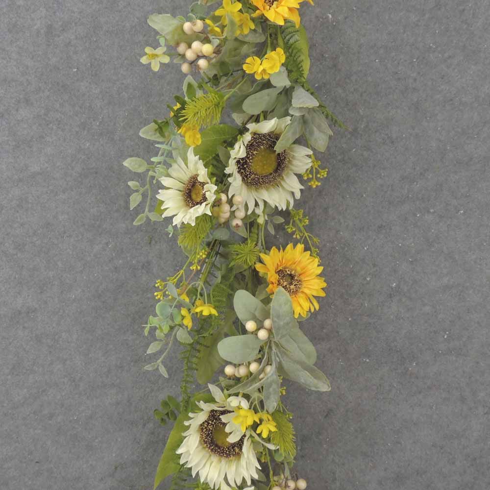 4' MIXED SUNFLOWER &amp; FOLIAGE GARLAND
