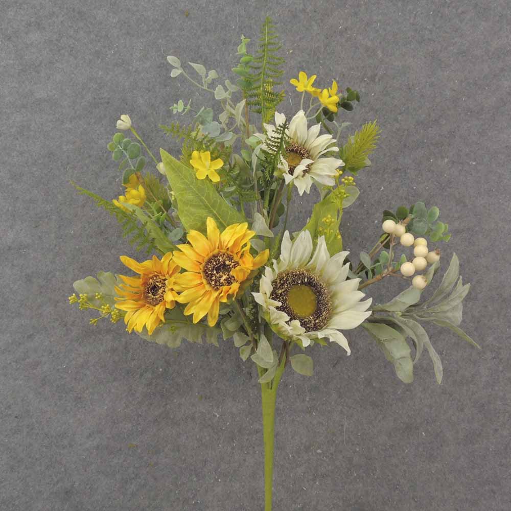 [SA1064] 22" MIXED SUNFLOWER & FOLIAGE BUSH
