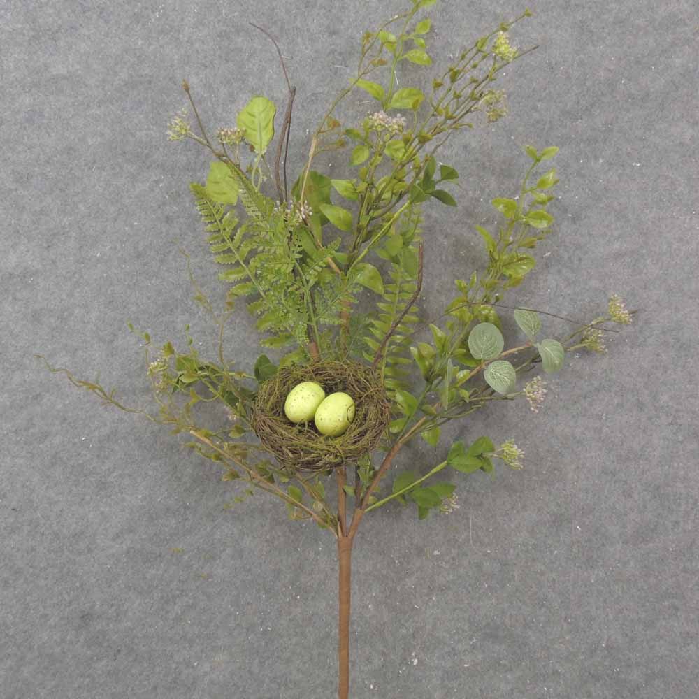 31" MIXED FOLIAGE BUSH W/NEST & EGGS