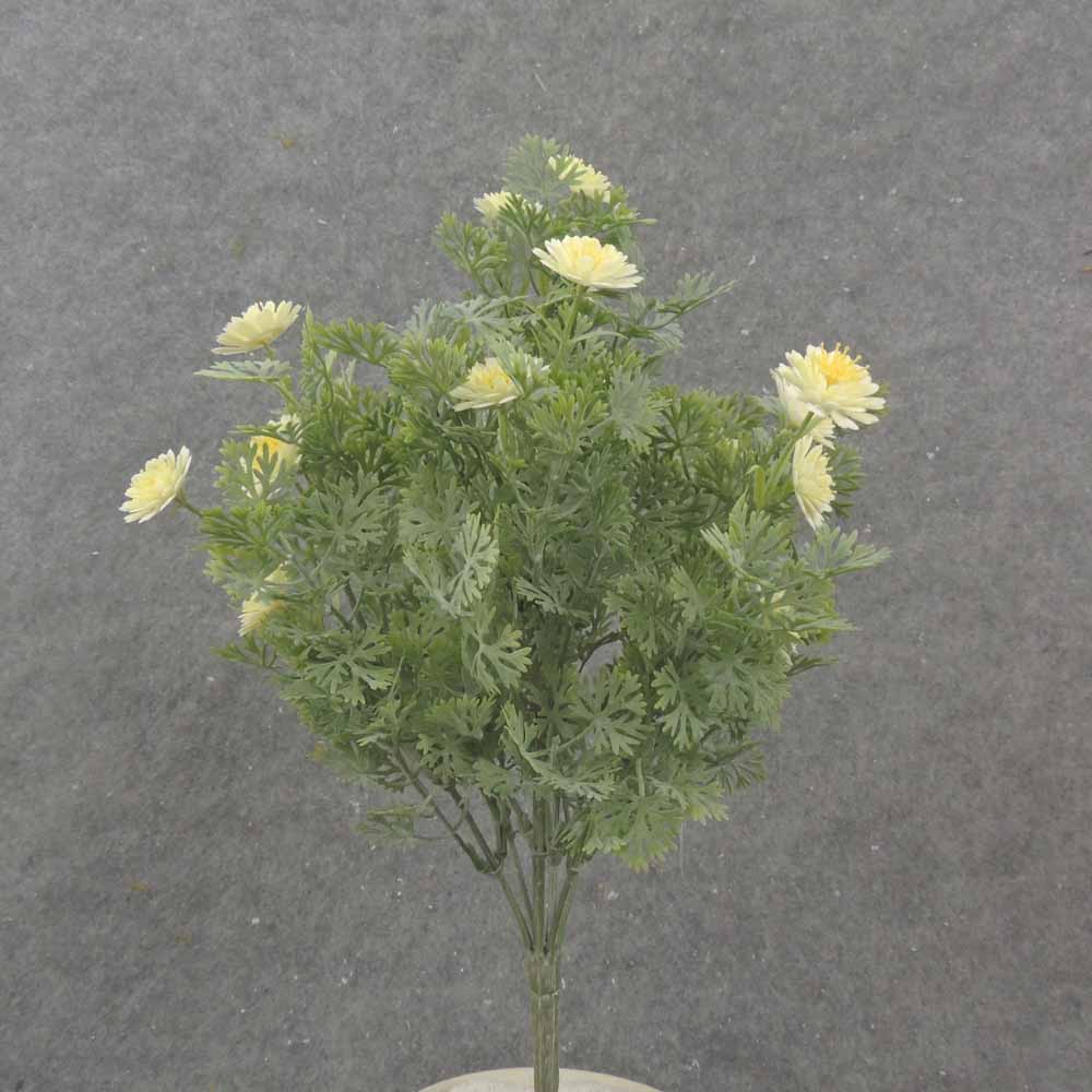 13" FOLIAGE BUSH X7 W/ MINI DAISIES CREAM