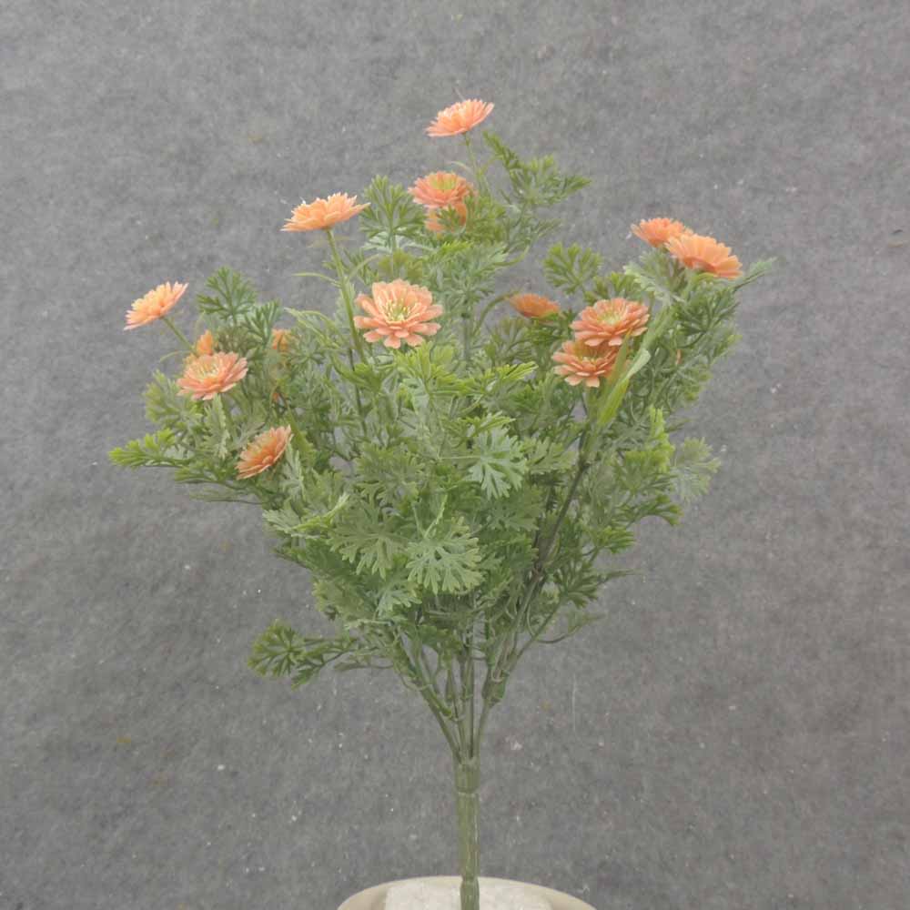 [SB1036-PCH] 13" FOLIAGE BUSH X7 W/ MINI DAISIES PEACH