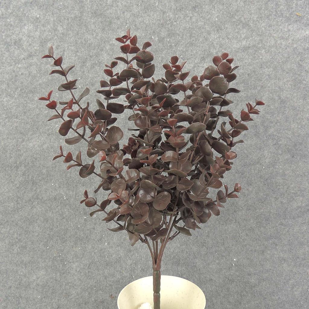 [SB8047-BGN] 15" EUCALYPTUS PICK X5 PLASTIC BURGUNDY/GREEN