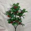 14" PLASTIC HOLLY BUSH W/ BERRIES X7