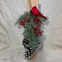 18" PINE/CEDAR DOOR HANGER W/ CARDINAL/BERRIES/CONES