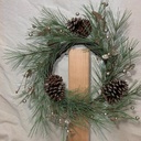 20" PINE WREATH W/ CHAMPAGNE GLITTER BERRIES/CONES/LEAF