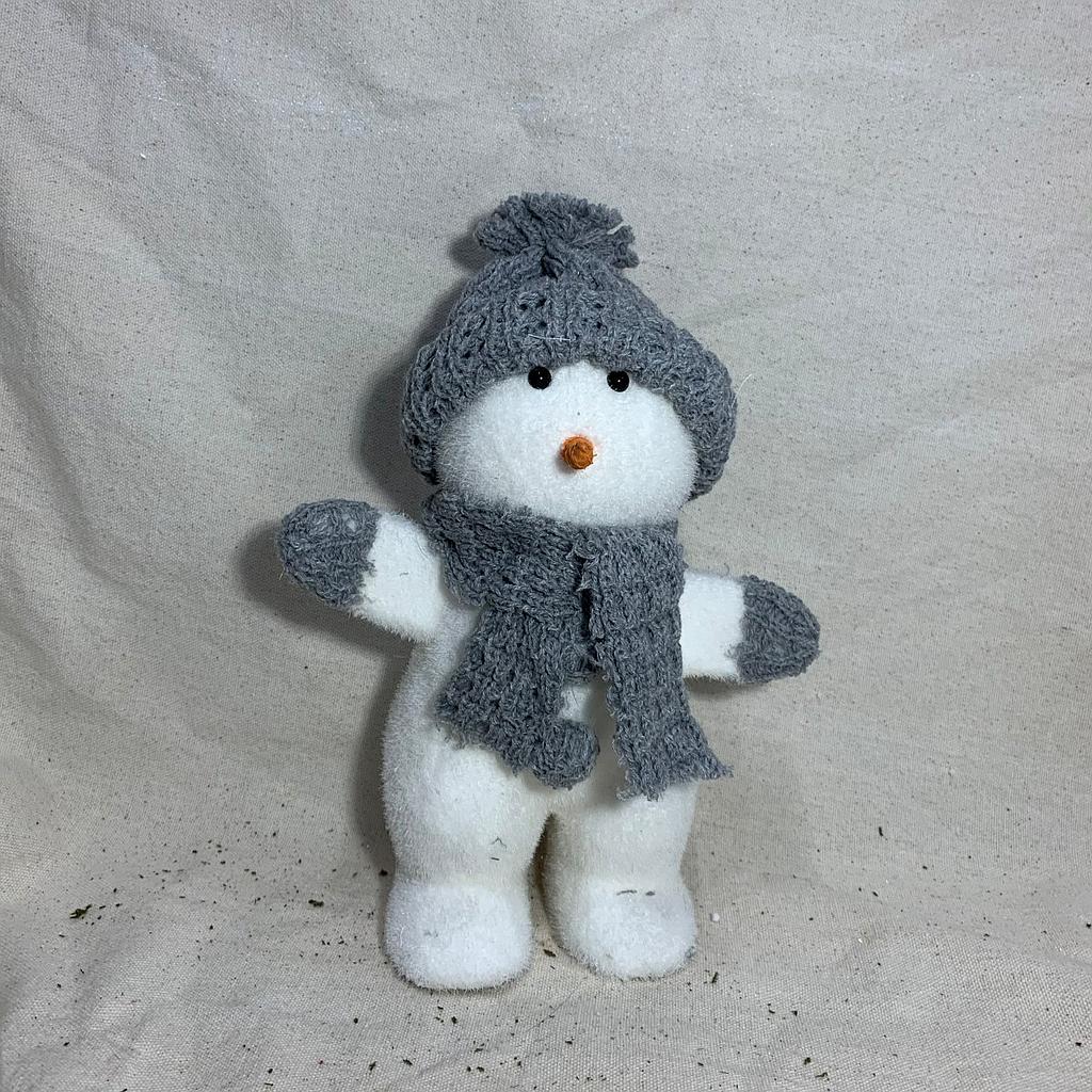 12&quot; STANDING SNOWMAN W/ GREY HAT/SCARF
