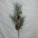 23.5" PINE SPRAY W/ CHAMPAGNE GLITTER BERRIES/CONES/LEAF