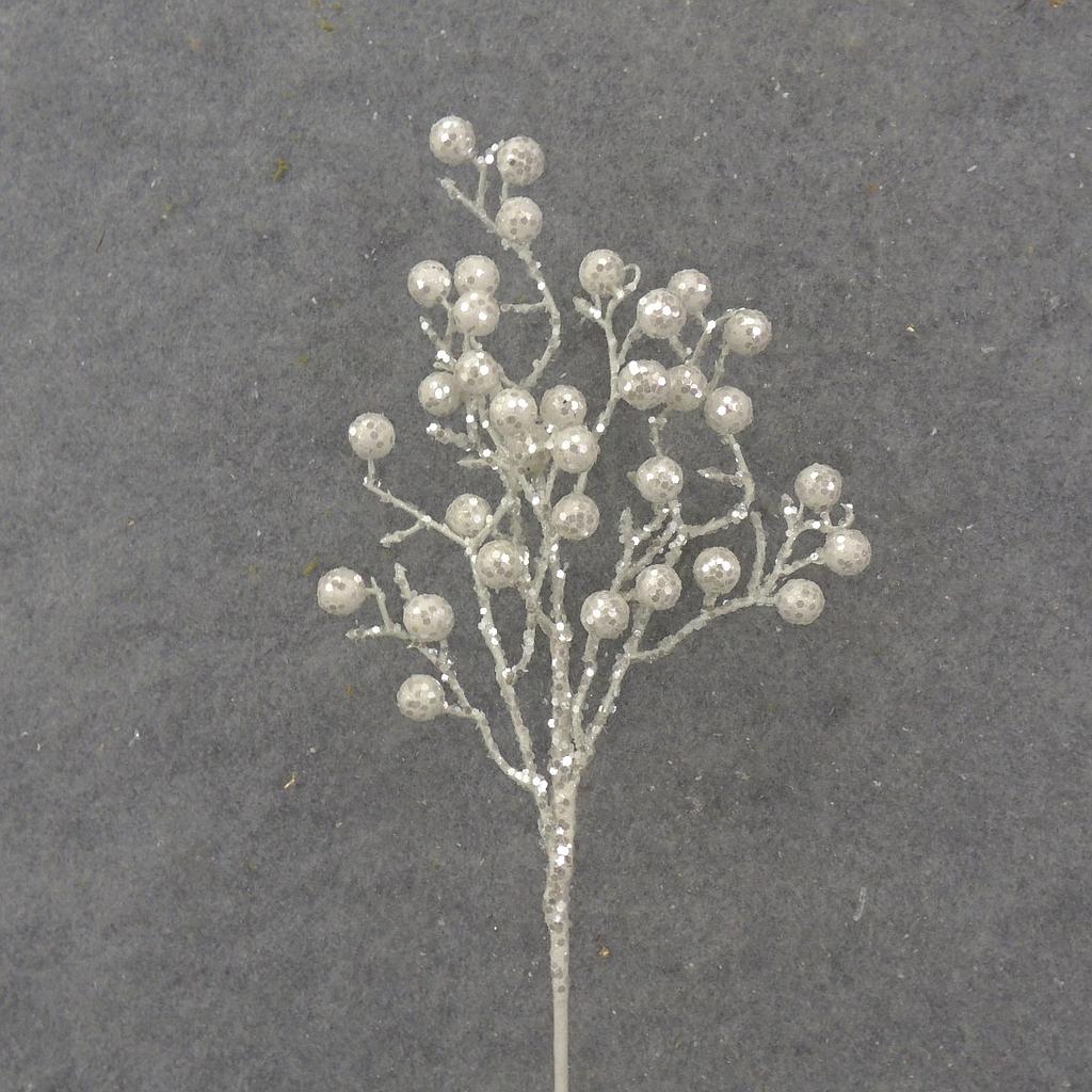 16" GLITTER BERRY PICK WHITE