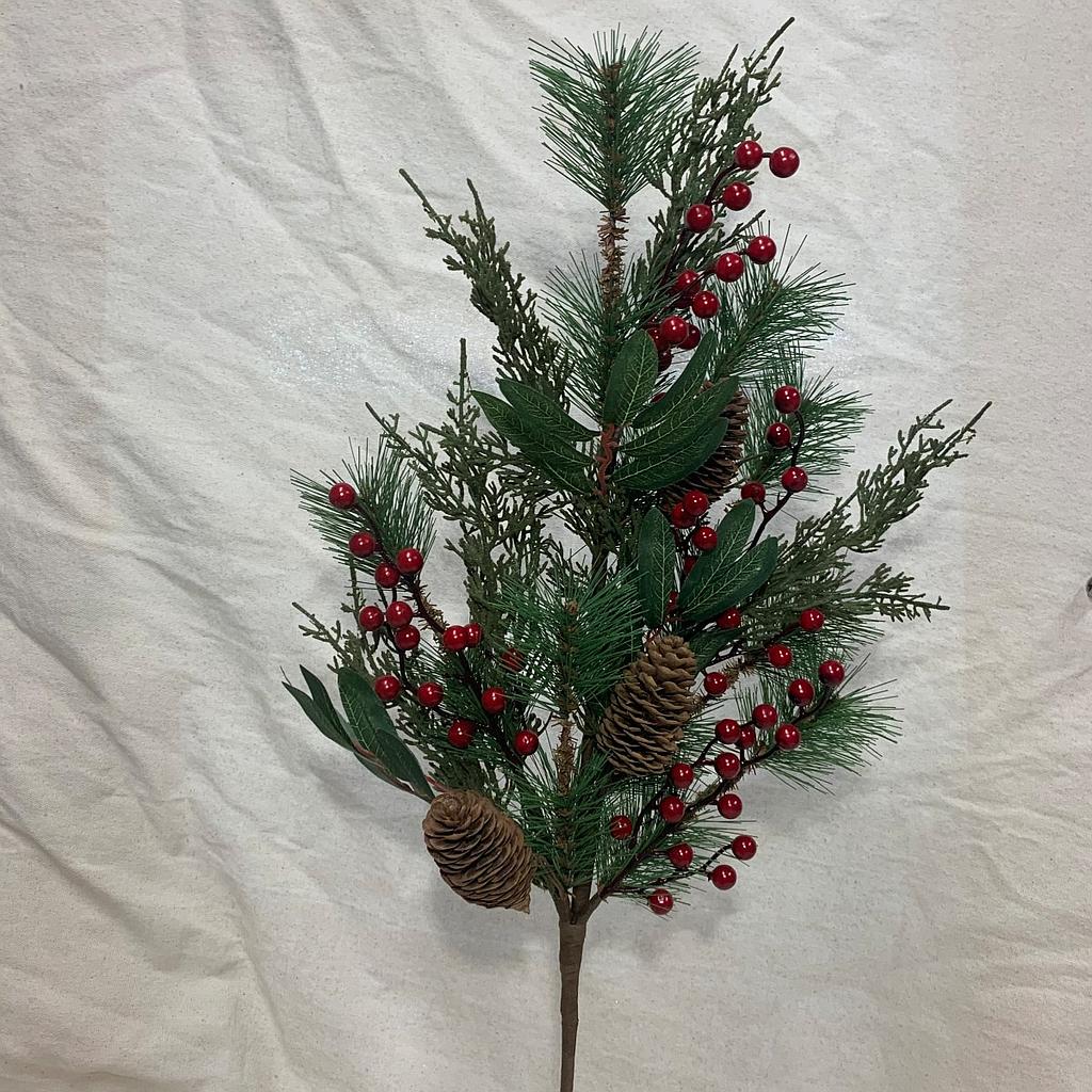 28" PINE SPRAY W/ BERRIES & CONES