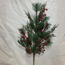 28" PINE SPRAY W/ BERRIES & CONES