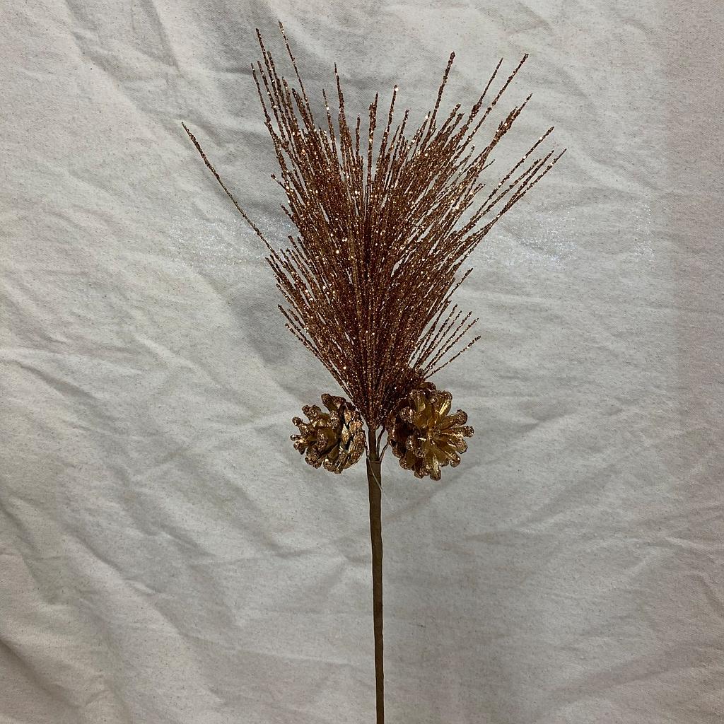 24" LONG NEEDLE PINE PICK W/ CONES CHAMPAGNE