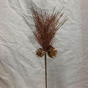 24" LONG NEEDLE PINE PICK W/ CONES CHAMPAGNE