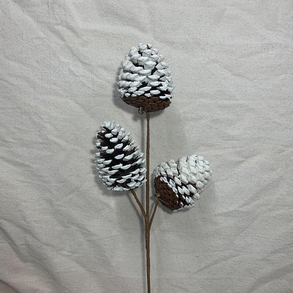 24" WHITE PINECONE SPRAY X3