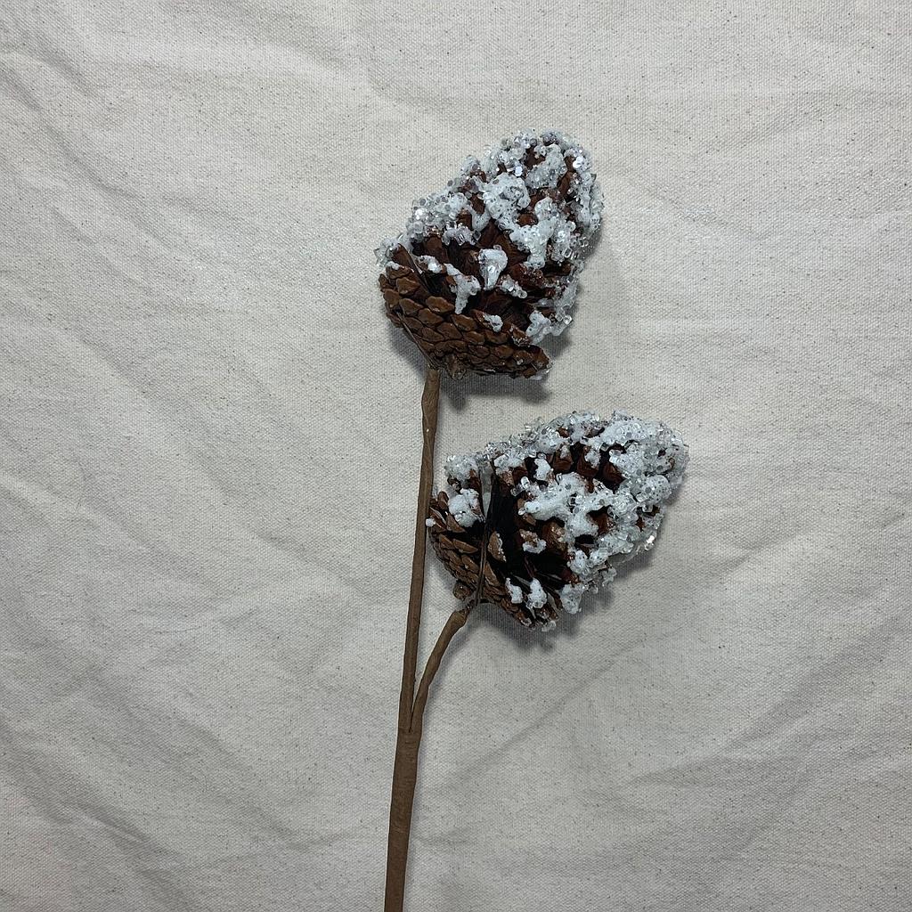 23&quot; GLITTER PINECONE SPRAY X2 SILVER