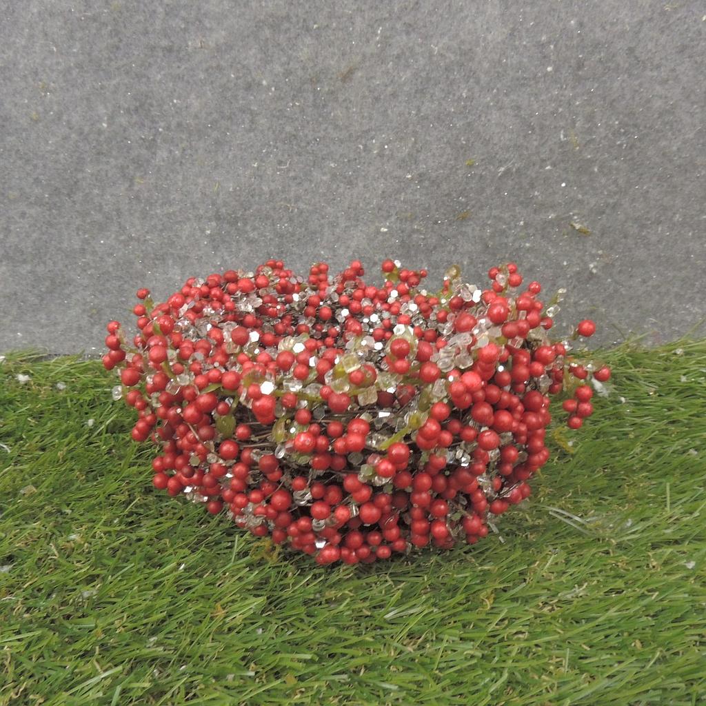 [XA1014-RED] 5" BIRD NEST W/ BERRIES & ICE