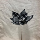 13" POINSETTIA PICK W/BELLS BLACK/WHITE PLAID