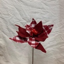 13" POINSETTIA PICK W/BELLS DARK RED/WHITE