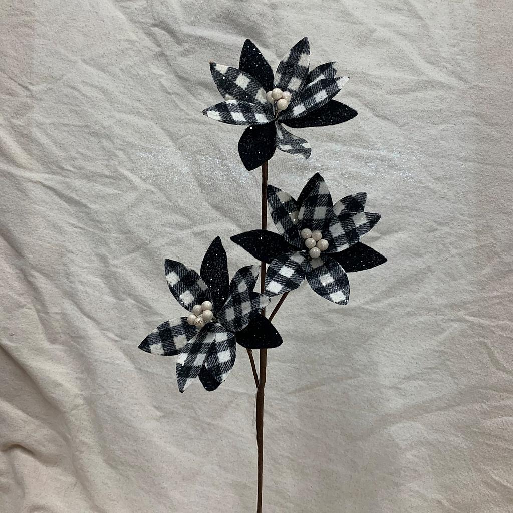 20" POINSETTIA SPRAY X3 BLACK/WHITE