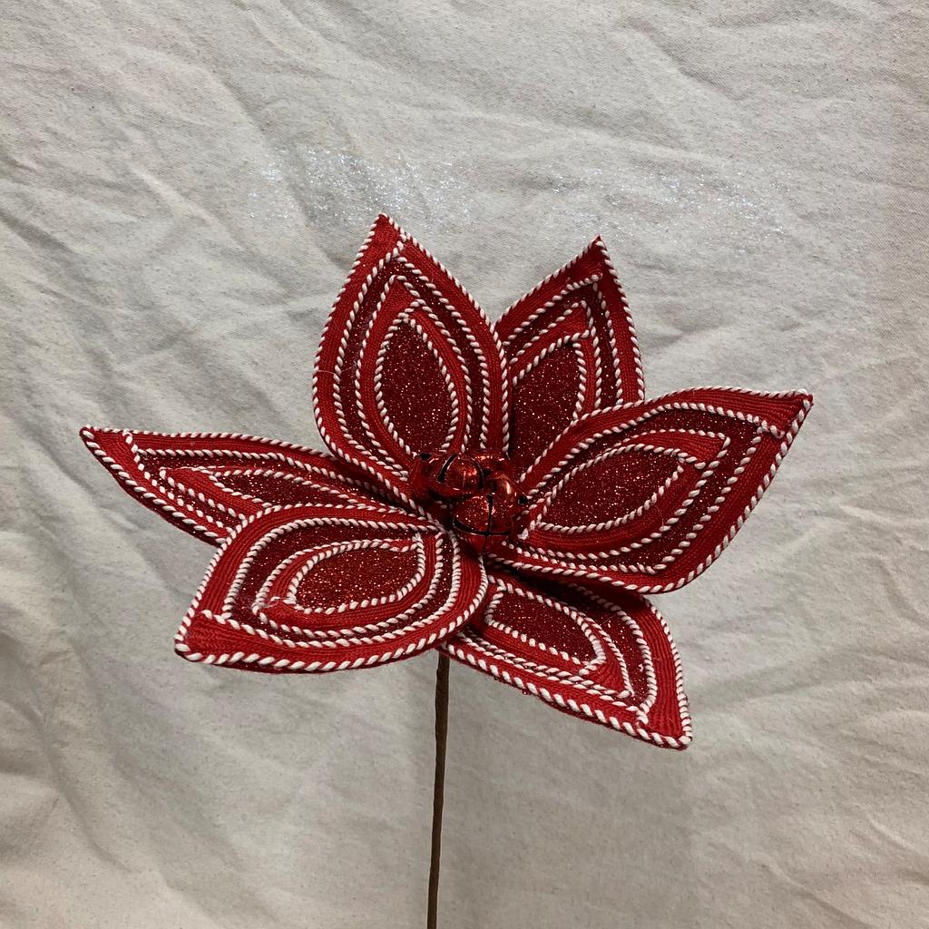 [XA1024-RED] 13" FELT POINSETTIA PICK RED