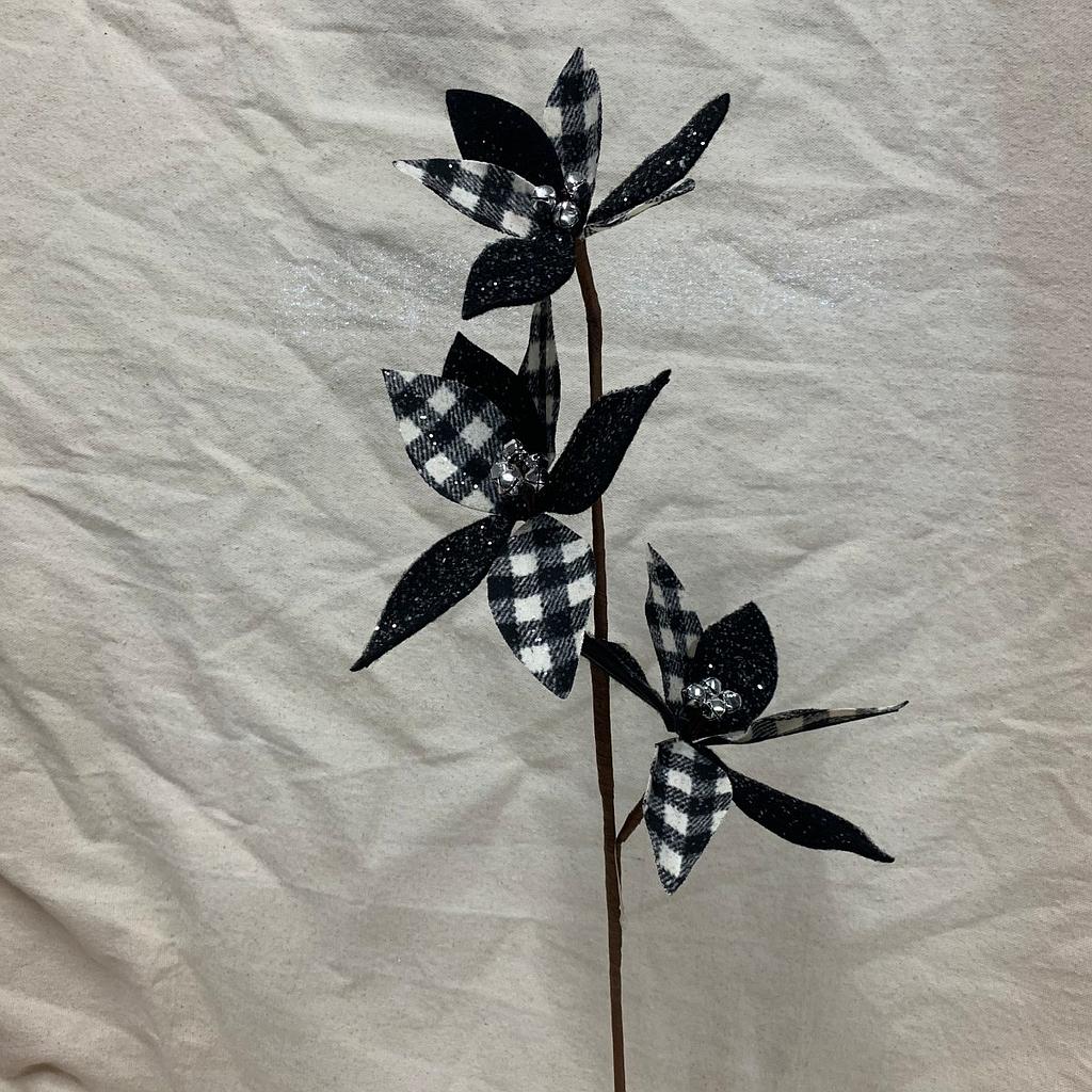 23" POINSETTIA SPRAY X3 BLACK/WHITE