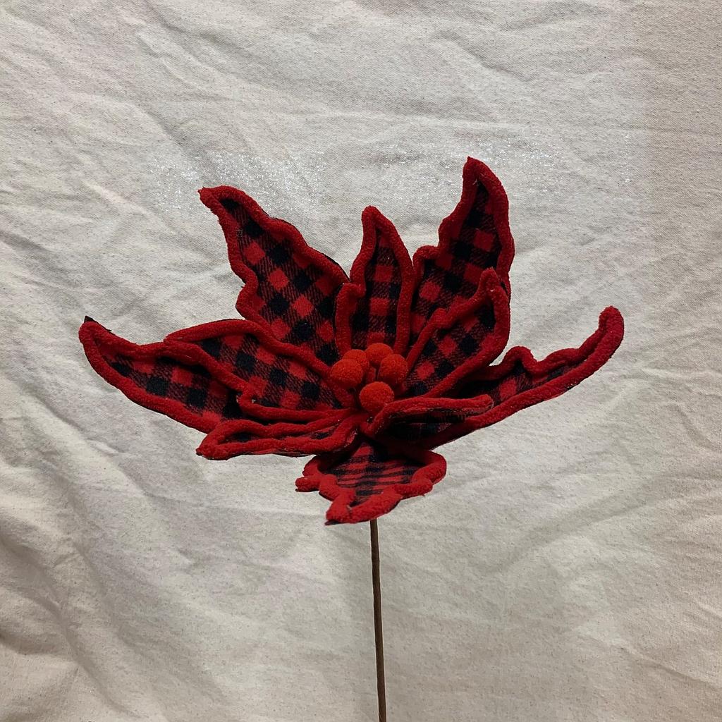 14" POINSETTIA PICK RED/BLACK PLAID
