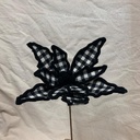 14" POINSETTIA PICK BLACK/WHITE PLAID