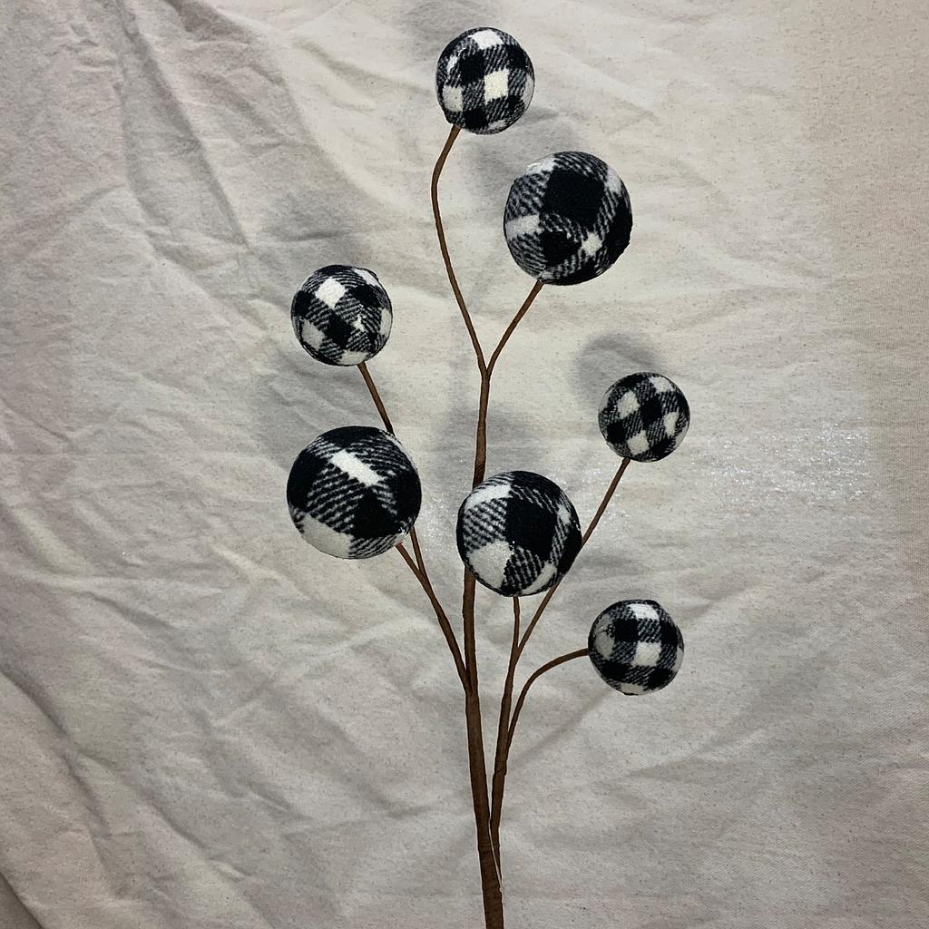 26" PLAID BALL SPRAY BLACK/WHITE