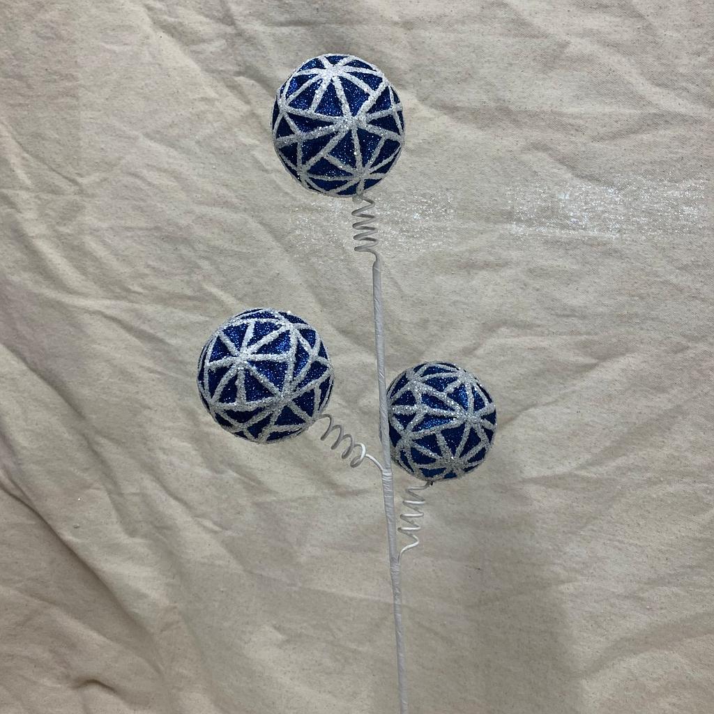 [XA1032-BLU] 23" DECORATIVE ORNAMENT SPRAY X3 BLUE