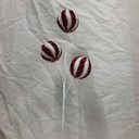 28" TINSEL BALL ORNAMENT SPRAY X3 RED/WHITE