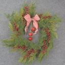 24" CEDAR WREATH W/ BERRIES/BOW/BELLS