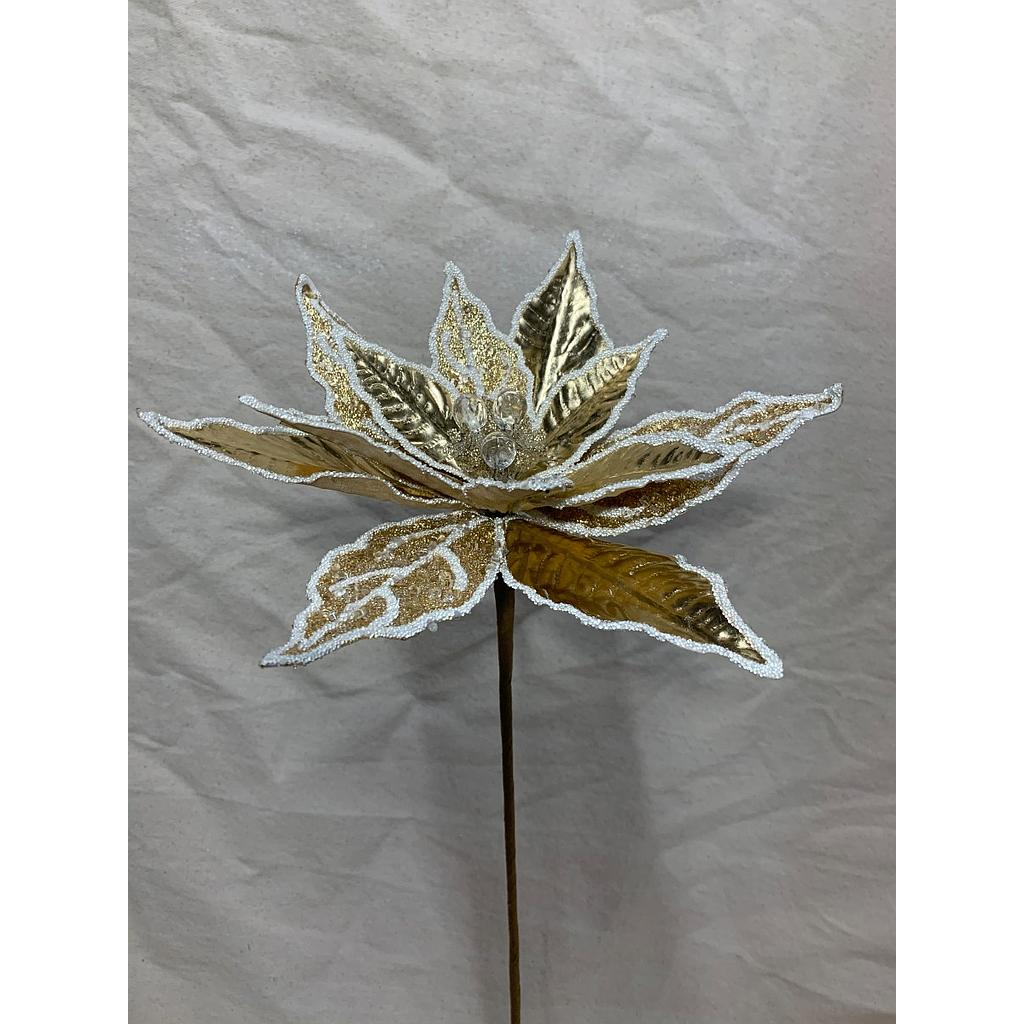 20&quot; METALLIC POINSETTIA PICK GOLD