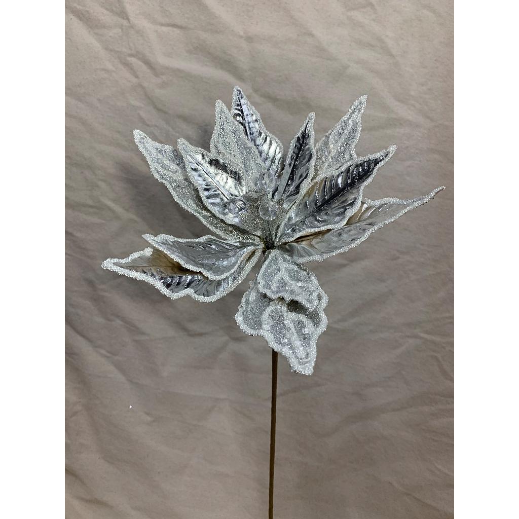 [XA1059-PTN] 20" METALLIC POINSETTIA PICK PLATINUM