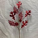 29" METALLIC OAK LEAF SPRAY W/ ACORNS RED