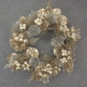 24" METALLIC CHRISTMAS WREATH GOLD/WHITE/SILVER