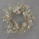 6.5" METALLIC EUCALYPTUS CANDLE RING PLATINUM