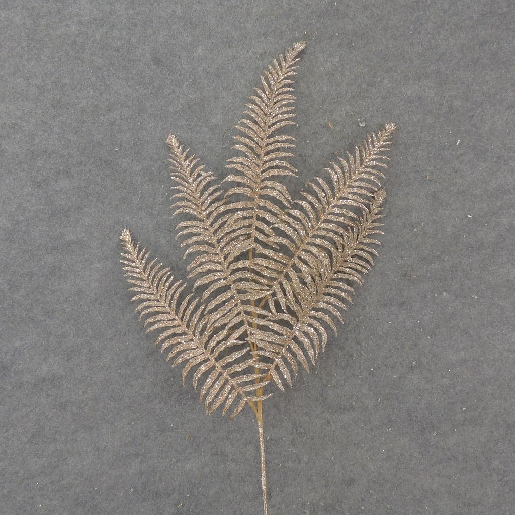 [XA1085-CHA] 31" GLITTER FERN SPRAY X5 CHAMPAGNE