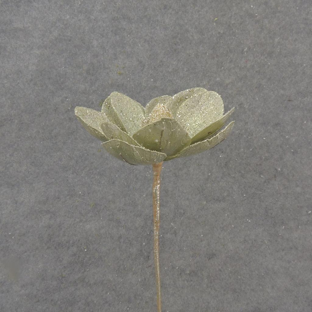 17" GLITTER MAGNOLIA BLOOM PICK LIGHT GREEN