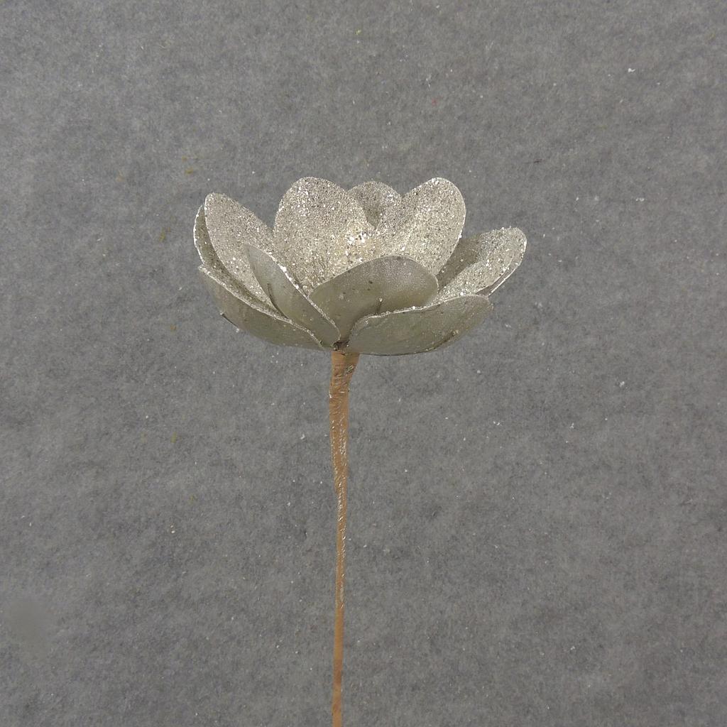 17" GLITTER MAGNOLIA BLOOM PICK PLATINUM