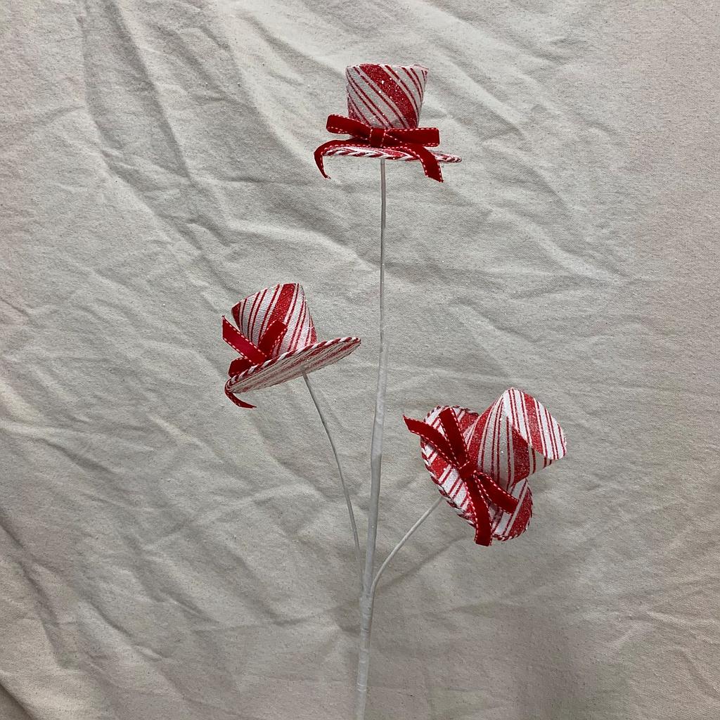 [XA1103] 27" CANDY CANE TOP HAT SPRAY X3