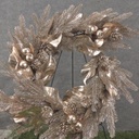 26&quot; MAGNOLIA LEAF/PINE WREATH W/ CONES METALLIC CHAMPAGNE