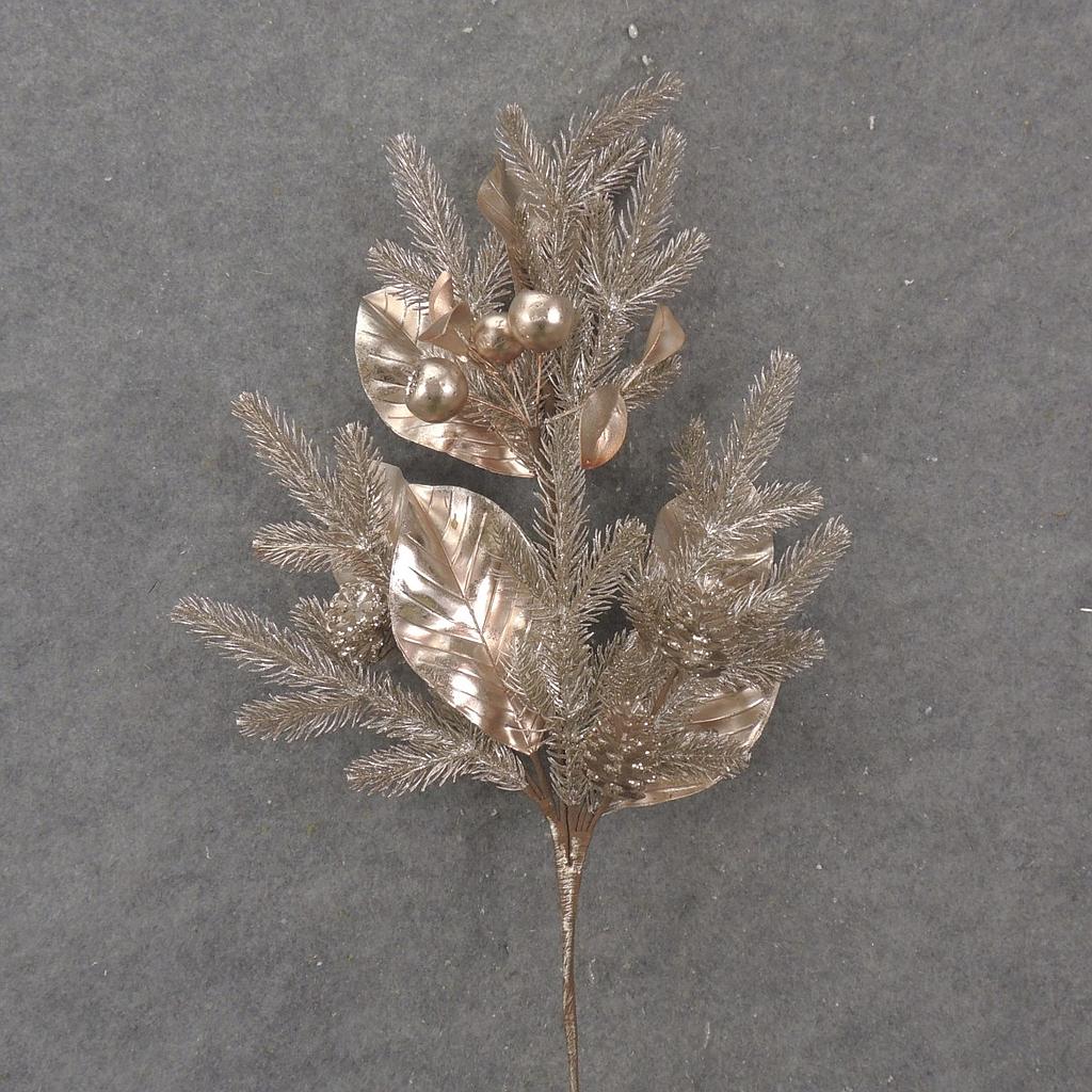 28.5" MAGNOLIA LEAF/PINE SPRAY W/ CONES METALLIC CHAMPAGNE