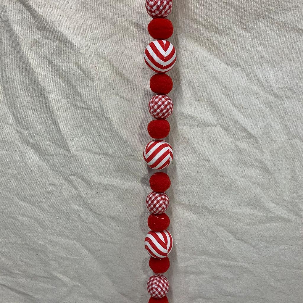 4' BALL STRING GARLAND RED/WHITE