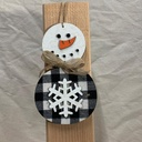 7" SNOWMAN ORNAMENT BLACK/WHITE