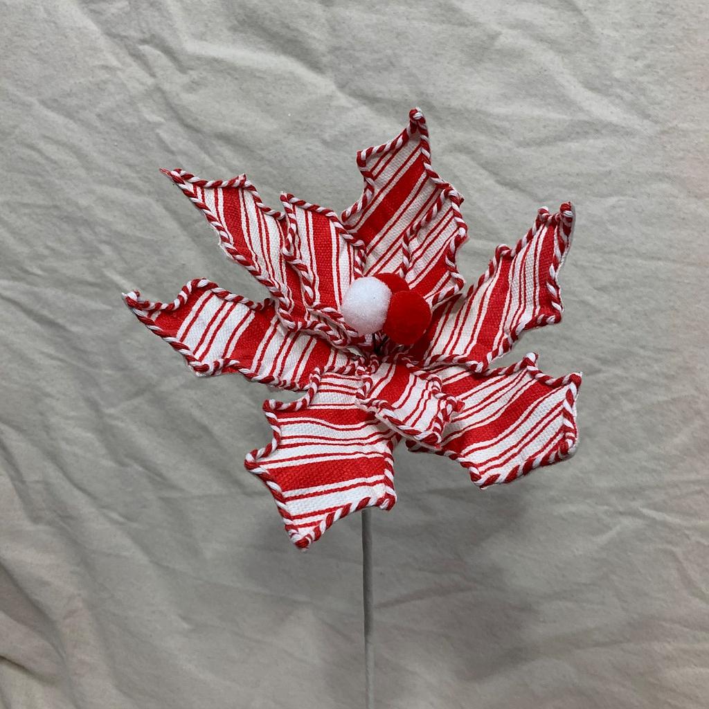 21&quot; CANDYCANE POINSETTIA PICK RED/WHITE