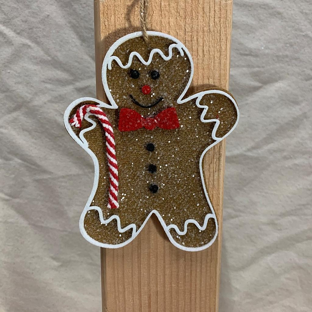 5.5"x4.5" GINGERBREAD MAN ORNAMENT FROSTED