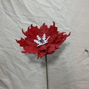 23&quot; FROSTED POINSETTIA PICK W/ WHITE CENTER