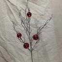 34&quot; TWIG SPRAY W/ ICE &amp; RED ORNAMENTS